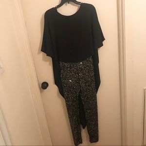 ✨ sequin jumpsuit with capelet